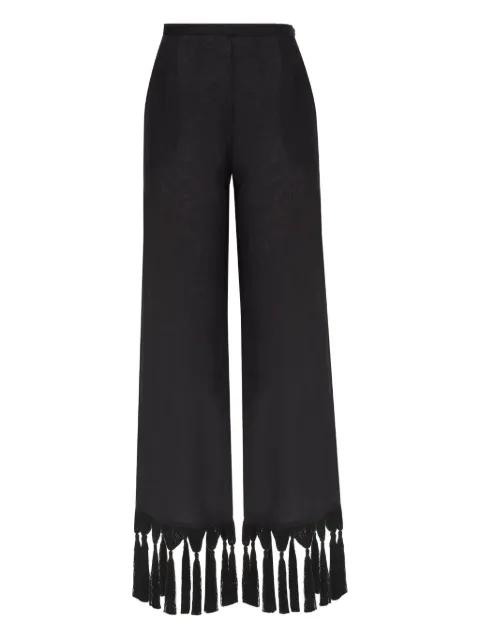 Marlino fringes-detail linen trousers by TALLER MARMO