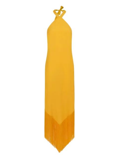 Nina fringed-hem maxi dress by TALLER MARMO