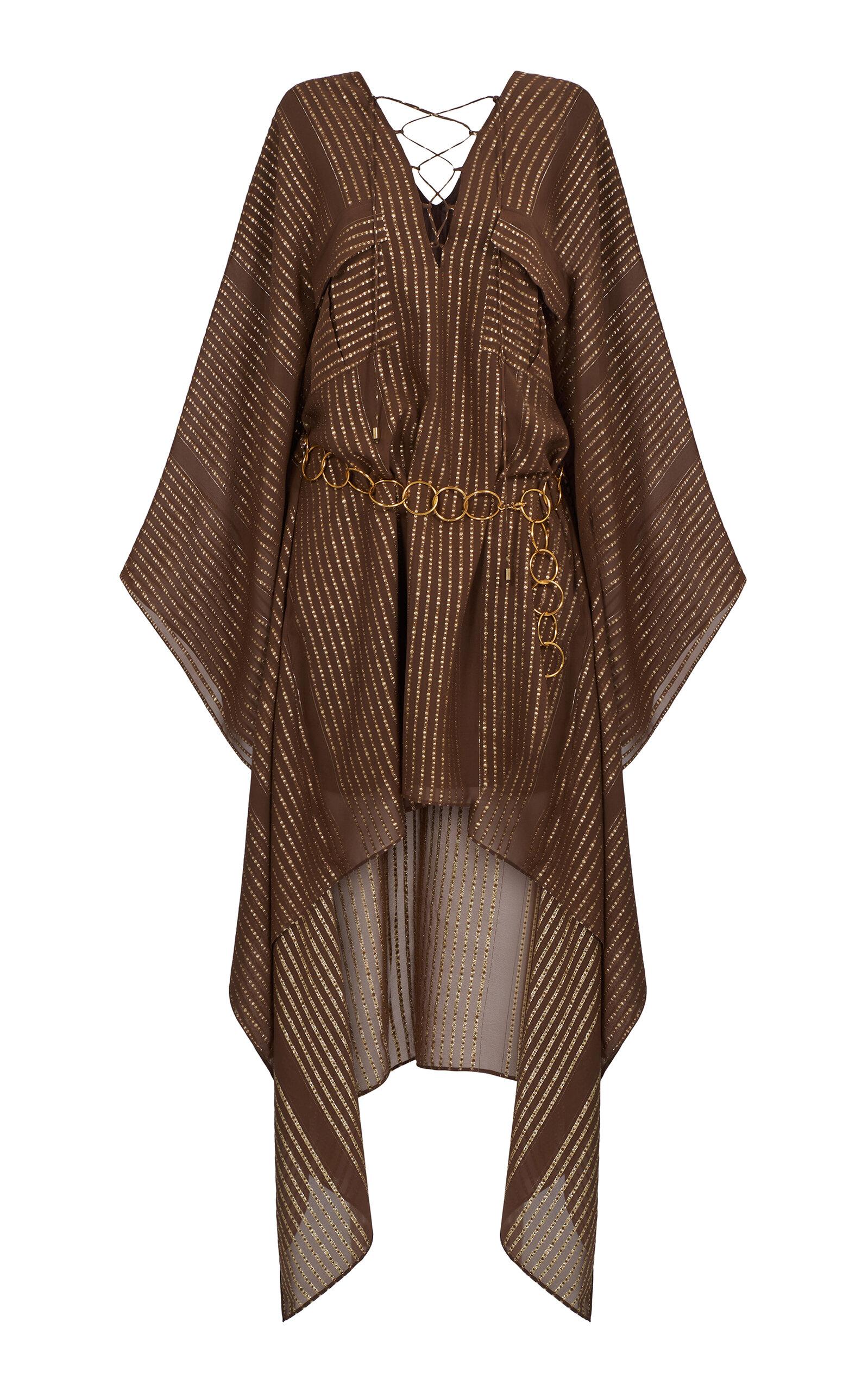 Taller Marmo Mojave Lace-Up Fil Coupè Chiffon Mini Caftan Dress - Moda Operandi by TALLER MARMO