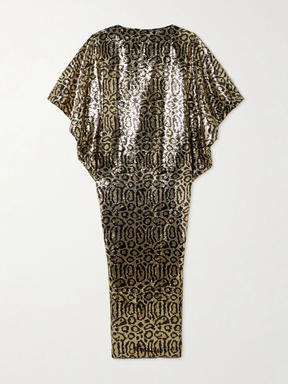 Truman Animalier Kaftan in Black-Gold animal-print sequined mesh gown by TALLER MARMO