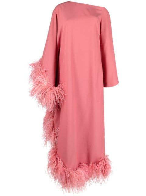 Ubud Extravaganza feather-trim maxi dress by TALLER MARMO
