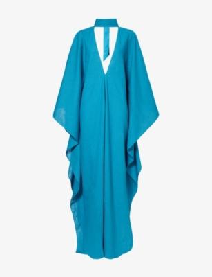 V-Neck Draped Linen Kaftan by TALLER MARMO