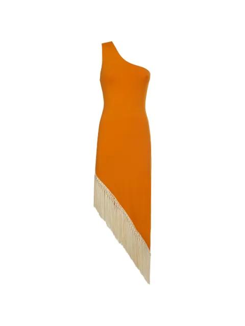 Yacare fringe-trimmed asymmetric dress by TALLER MARMO