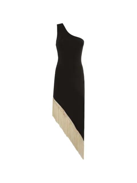 Yacare fringe-trimmed asymmetric dress by TALLER MARMO