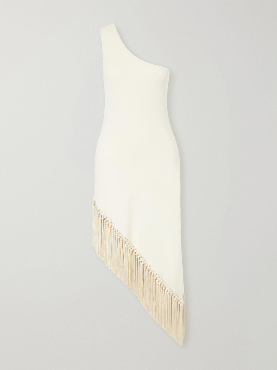 Yacare one-shoulder asymmetrical fringed jersey midi dress by TALLER MARMO