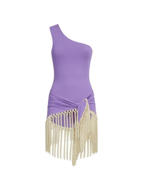 Yacare one-shoulder fringe swimsuit by TALLER MARMO