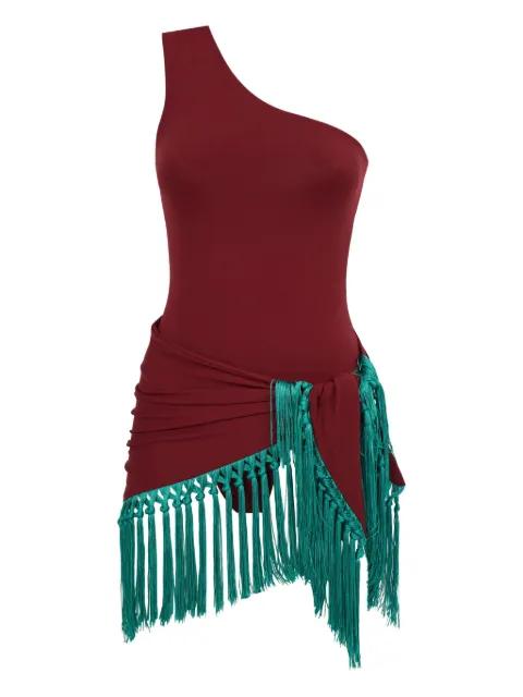 Yacare one-shoulder fringe swimsuit by TALLER MARMO
