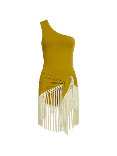 Yacare one-shoulder fringed swimsuit by TALLER MARMO