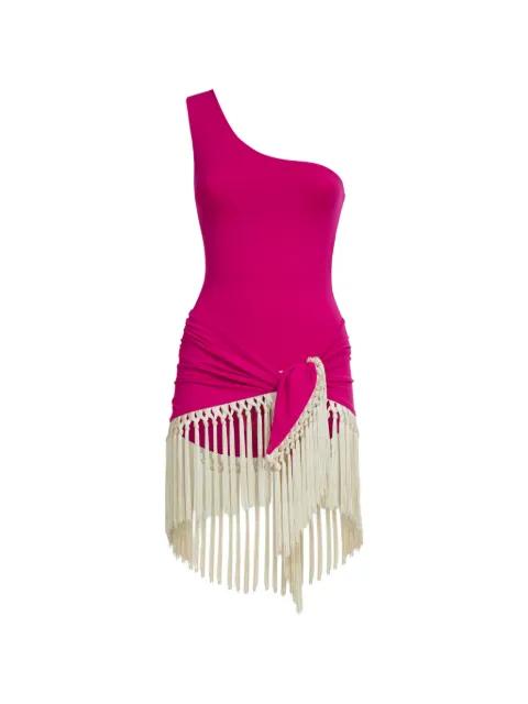 Yacare one-shoulder fringed swimsuit by TALLER MARMO