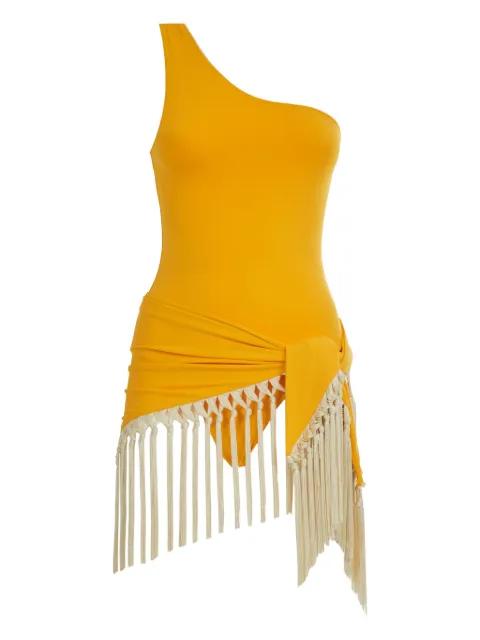 Yacare one-shoulder fringed swimsuit by TALLER MARMO