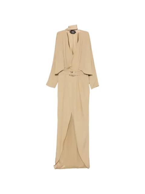 belted split maxi dress by TALLER MARMO