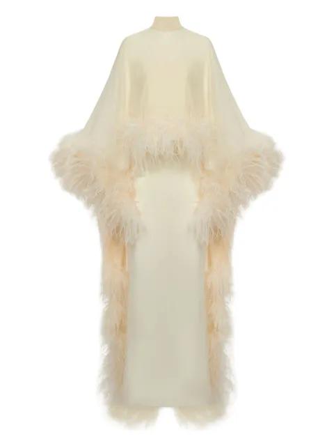 feather-embellishment maxi dress by TALLER MARMO