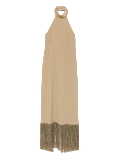 fringed-trim halterneck maxi dress by TALLER MARMO