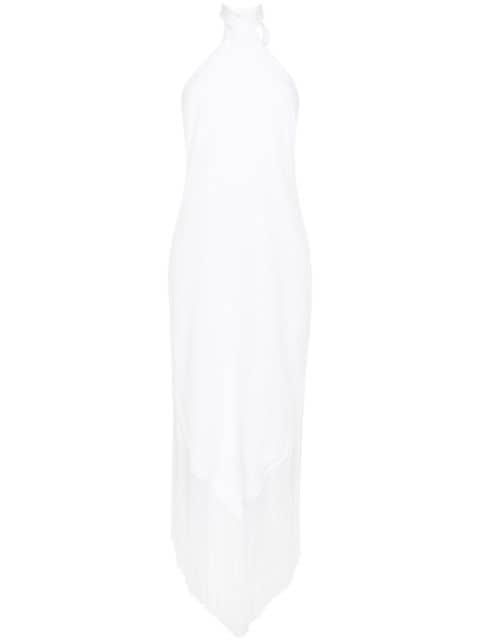 halterneck fringed maxi dress by TALLER MARMO