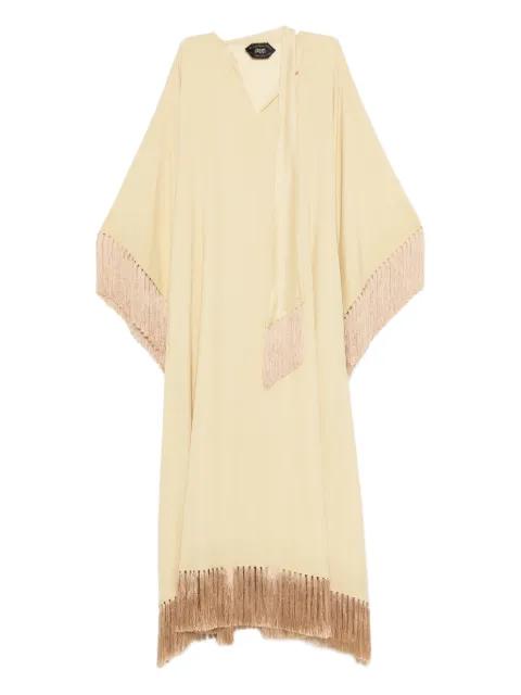 tassel-trims shift asymmetric kaftan dress by TALLER MARMO tassel-trims shift asymmetric kaftan dress by TALLER MARMO