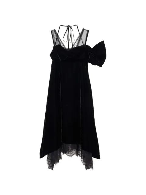 lace-trim midi velvet dress by TANAKA DAISUKE