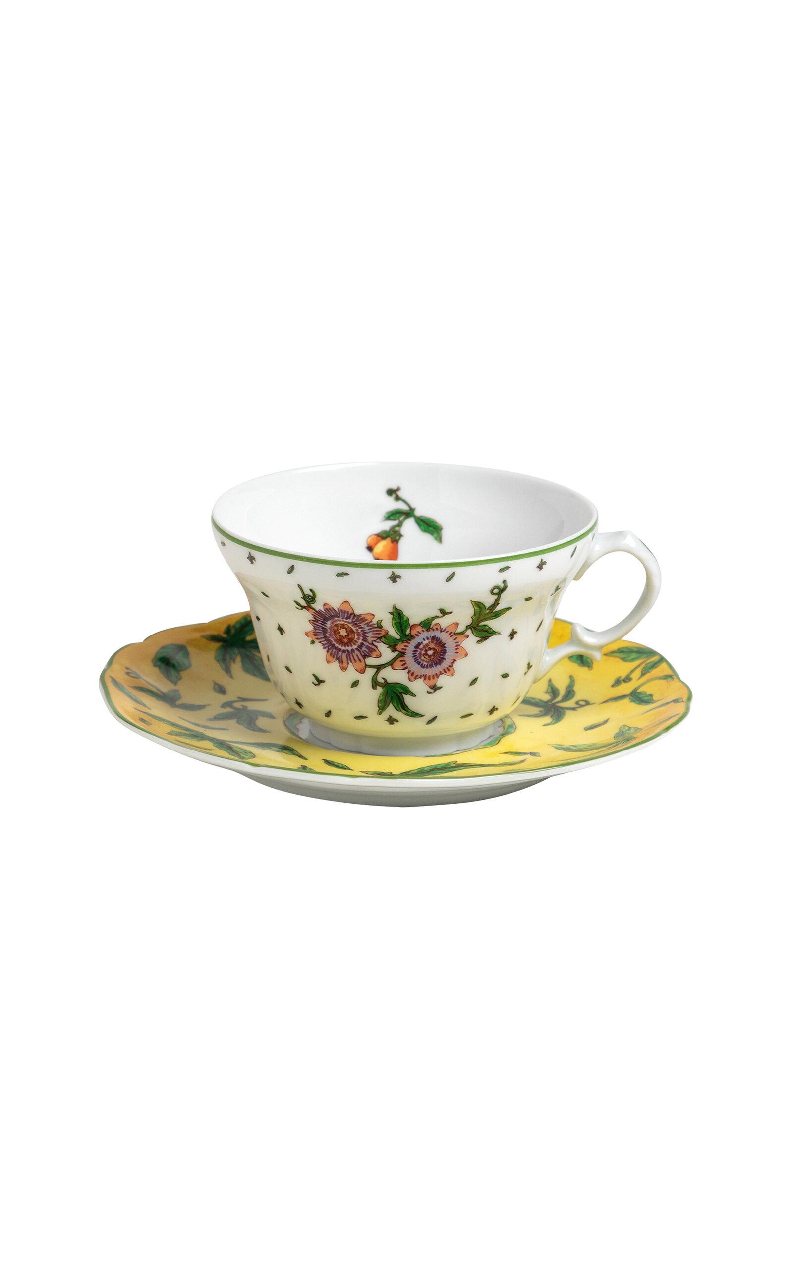 Tania Bulhoes - Flor de Maracuja Tea Cup and Saucer - White - Moda Operandi by TANIA BULHOES