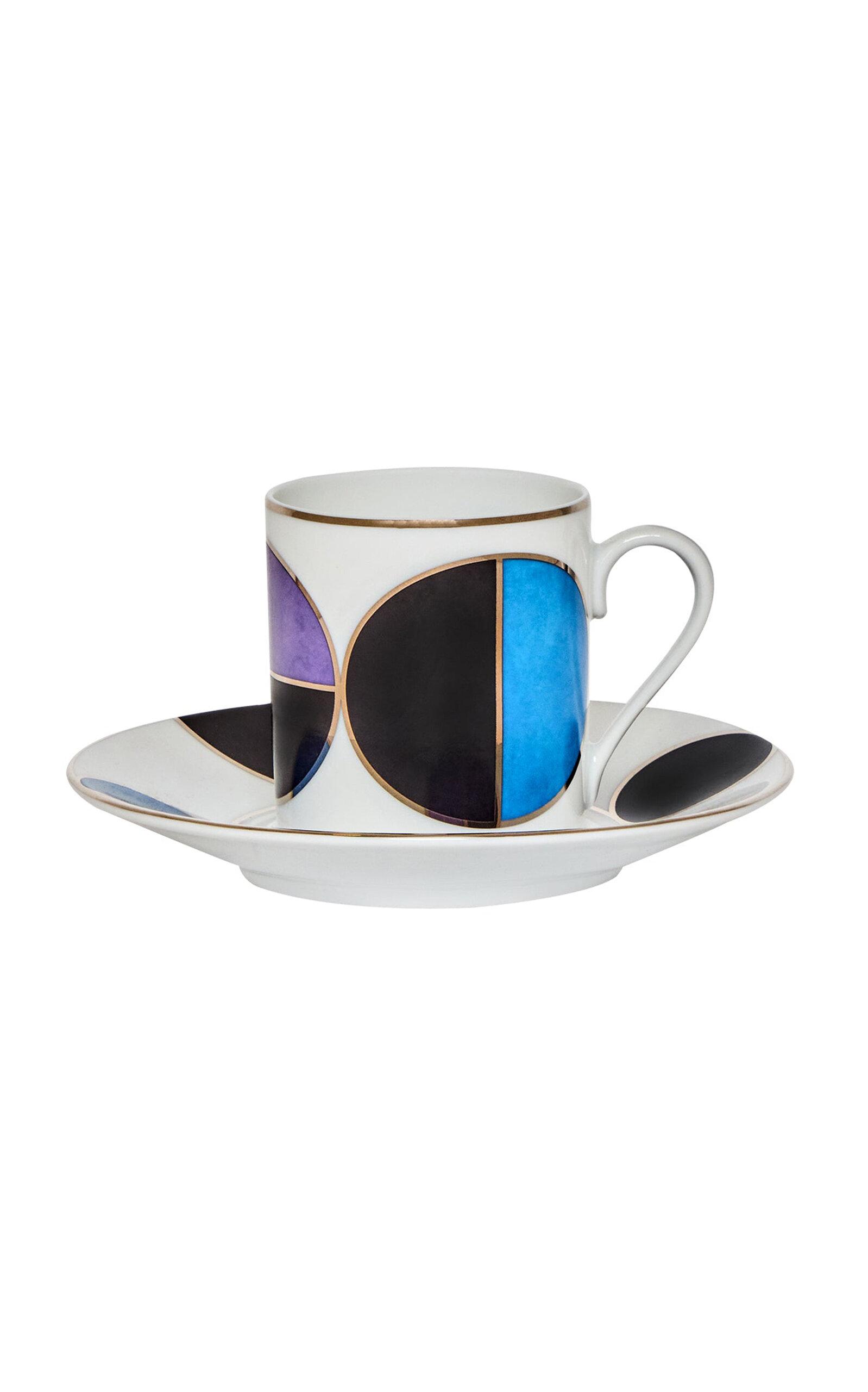 Tania Bulhoes - Porcelain Espresso Cup and Saucer - Blue - Moda Operandi by TANIA BULHOES