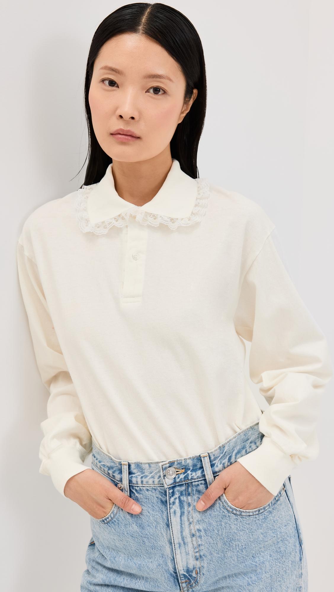 Cletus Lace Trim Long Sleeve Polo by TANNER FLETCHER