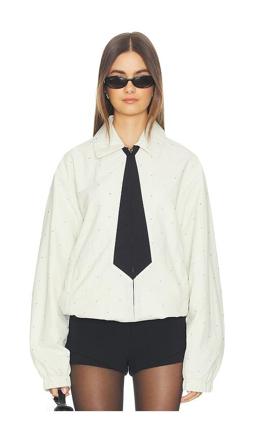 Tanner Fletcher Kennedy Hotfix Tie Track Jacket in Ivory,Black by TANNER FLETCHER