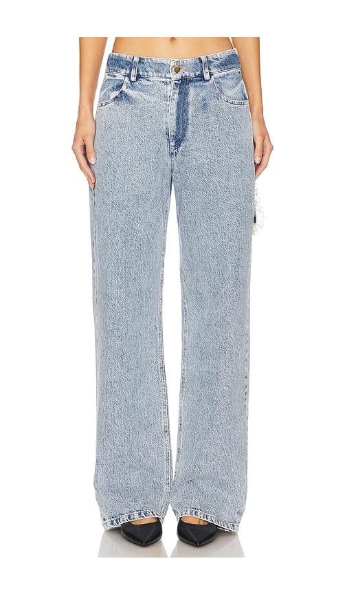 Tanner Fletcher Sid Lace Loop Straight Leg Jeans in Blue by TANNER FLETCHER