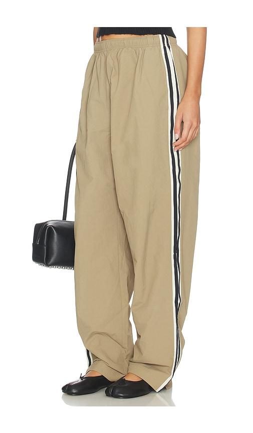 Tanner Fletcher Wilbur Stripe Windbreaker Pant in Taupe by TANNER FLETCHER