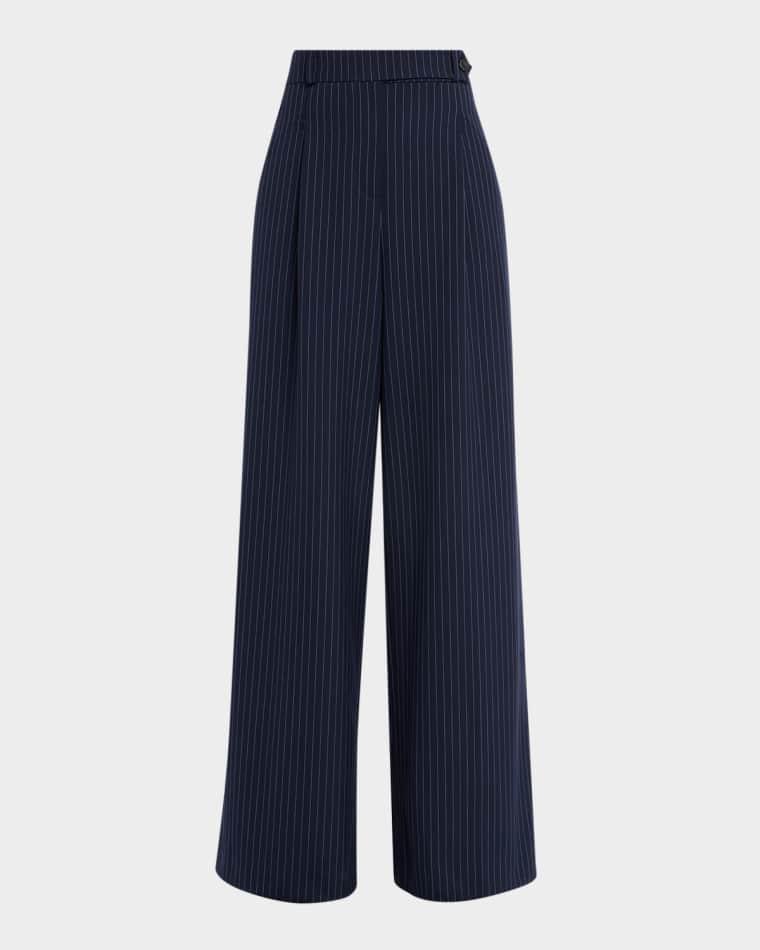 Adler Wide-Leg Pinstripe Pants by TANYA TAYLOR