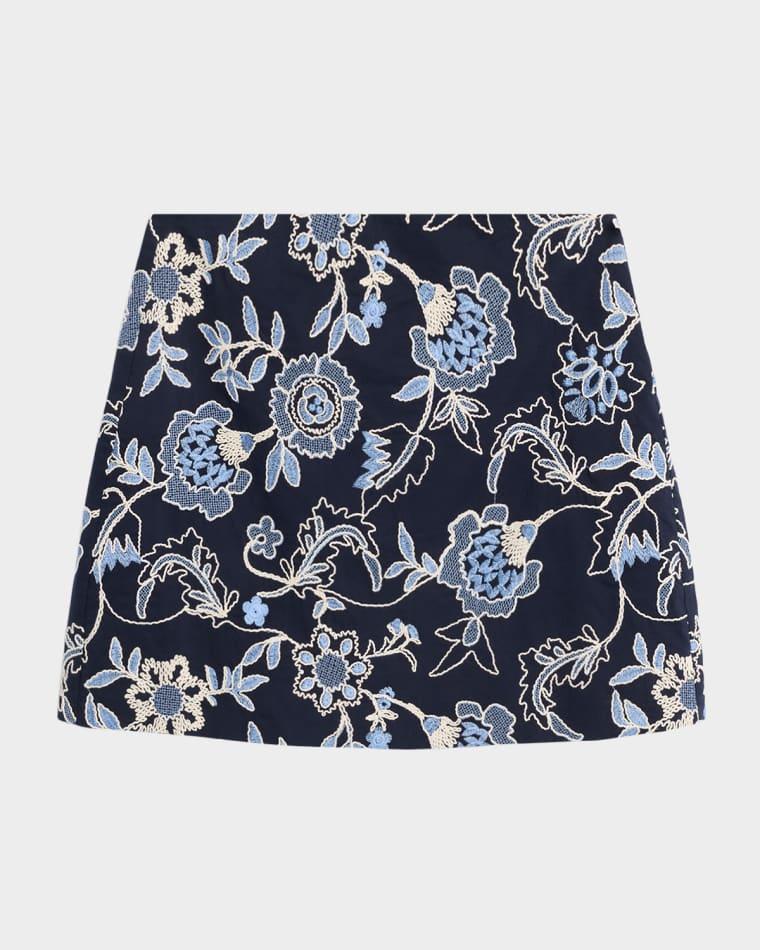 Ari Embroidered Mini Skirt by TANYA TAYLOR