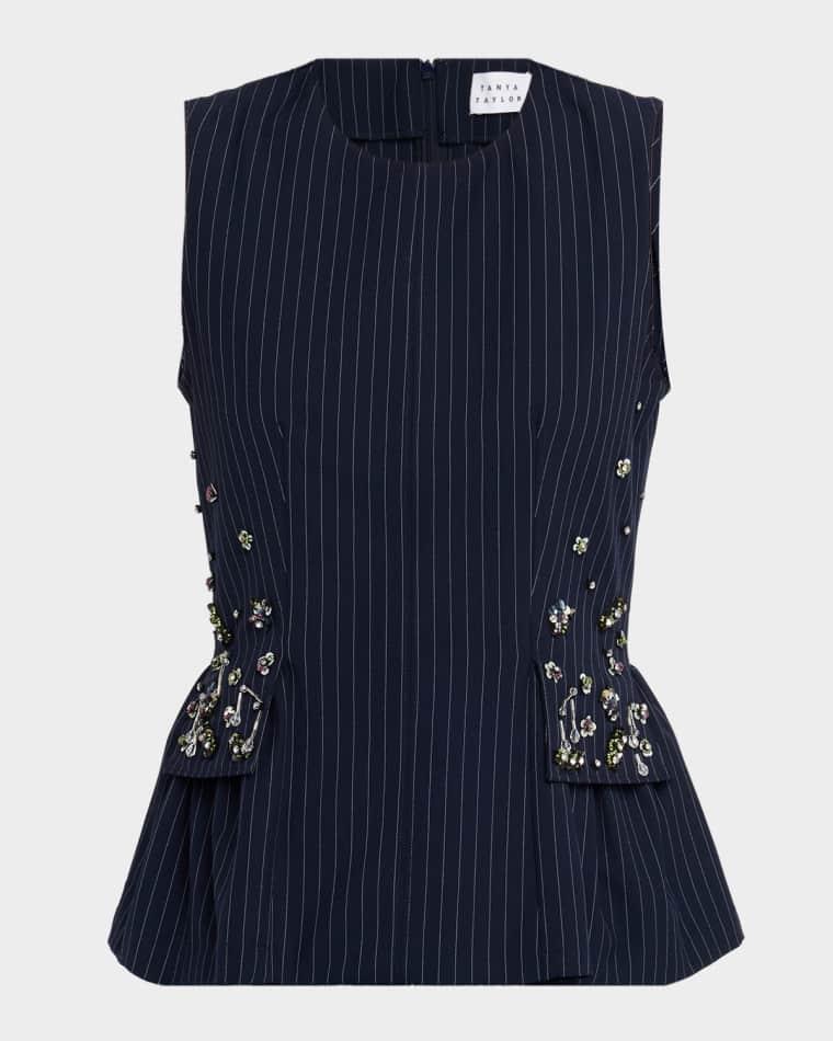 Astrid Embellished Sleeveless Top by TANYA TAYLOR