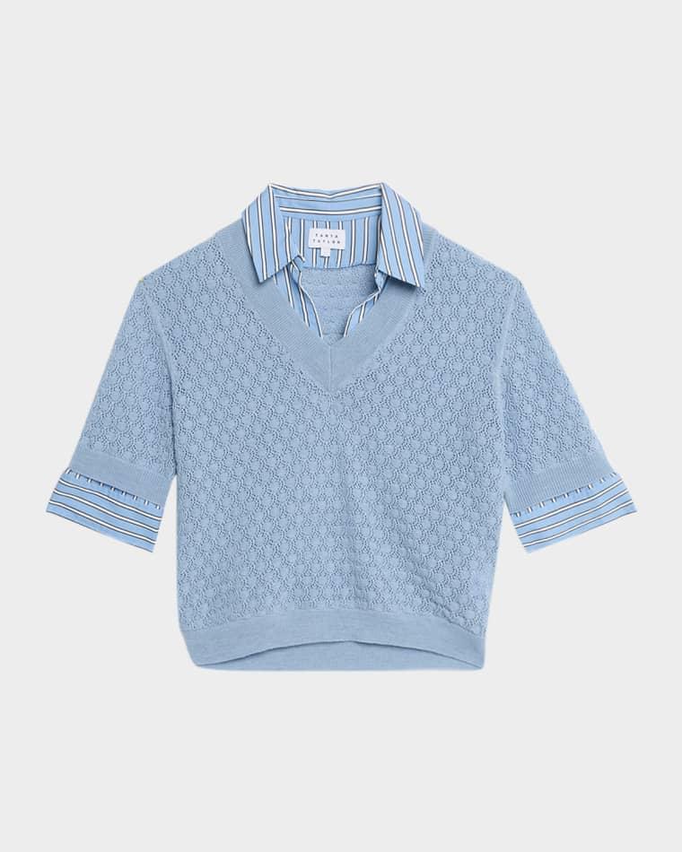 Esme Pointelle-Knit Layered Top by TANYA TAYLOR