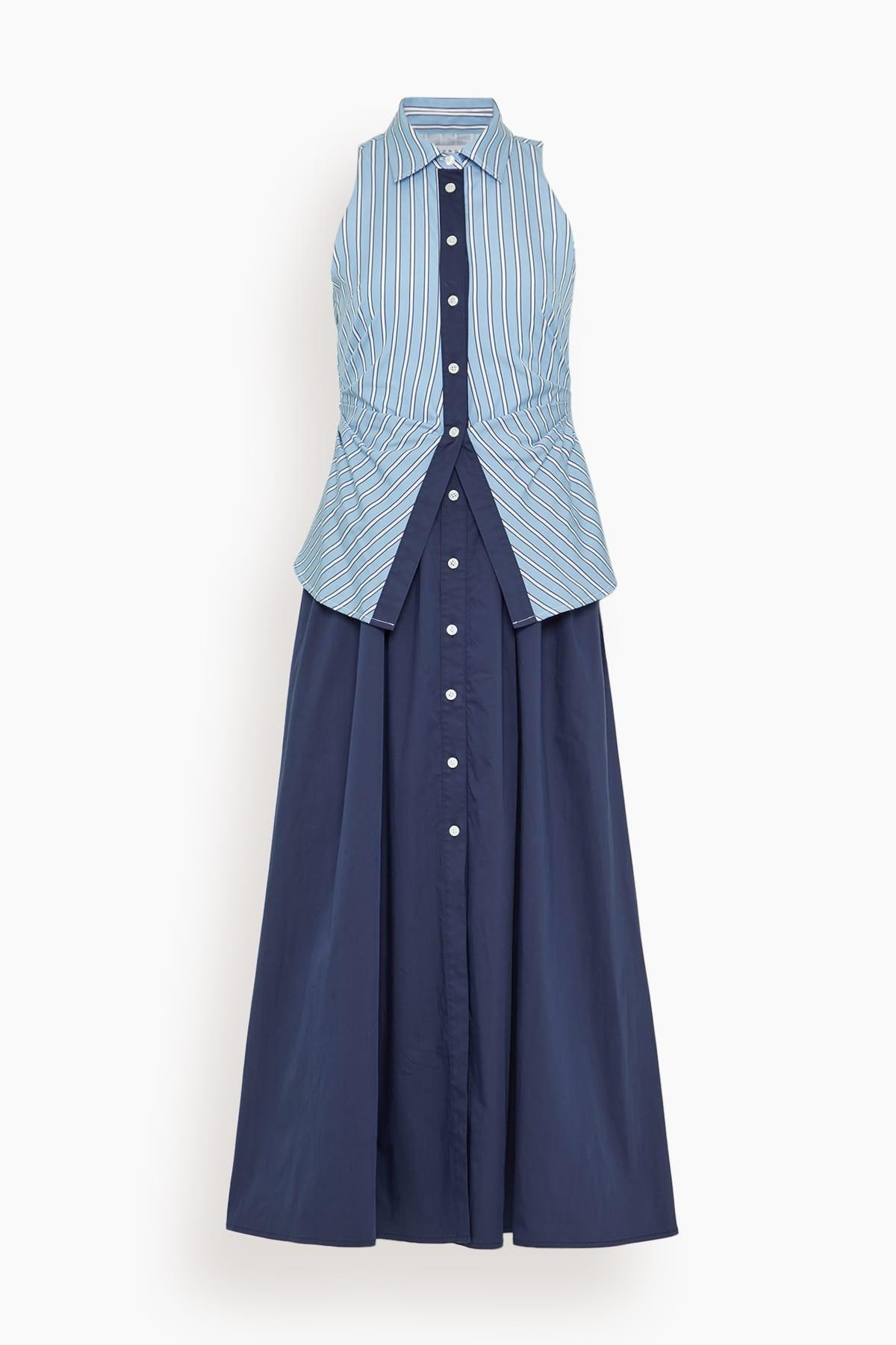 Hannah Dress in Cloudy Blue/Optic White by TANYA TAYLOR