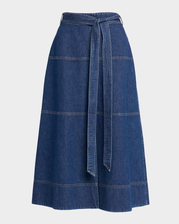 Hudley Denim Midi Skirt by TANYA TAYLOR