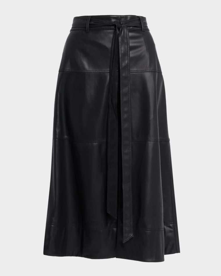 Hudley Vegan Leather Midi Skirt by TANYA TAYLOR