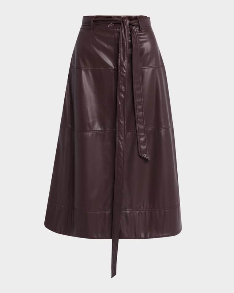 Hudley Vegan Leather Midi Skirt by TANYA TAYLOR