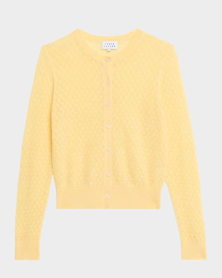 Lisa Pointelle-Knit Cardigan by TANYA TAYLOR