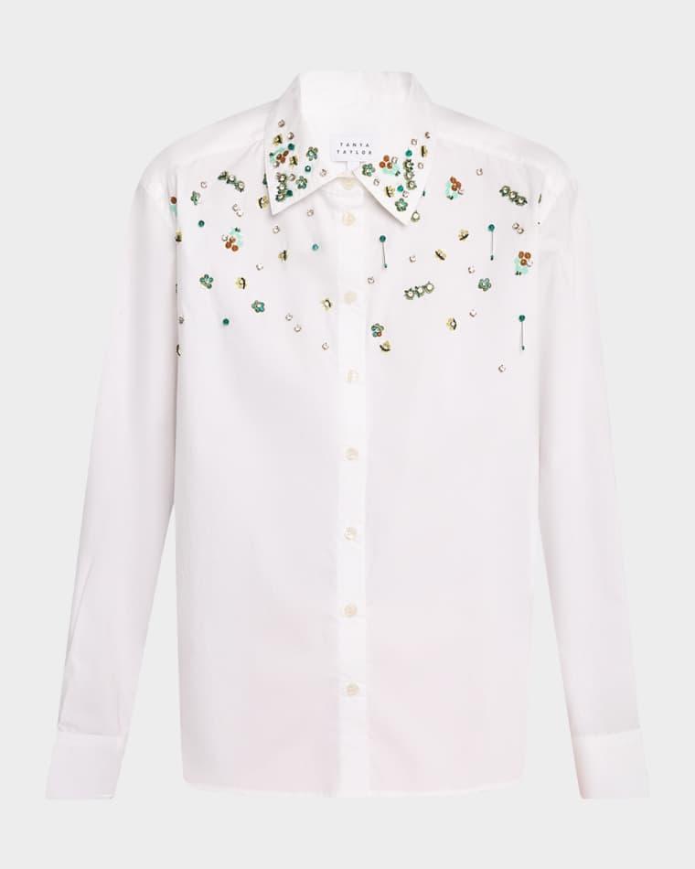 Margaux Embellished Button-Front Shirt by TANYA TAYLOR