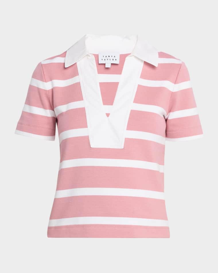 Melanie Stripe V-Neck Top by TANYA TAYLOR