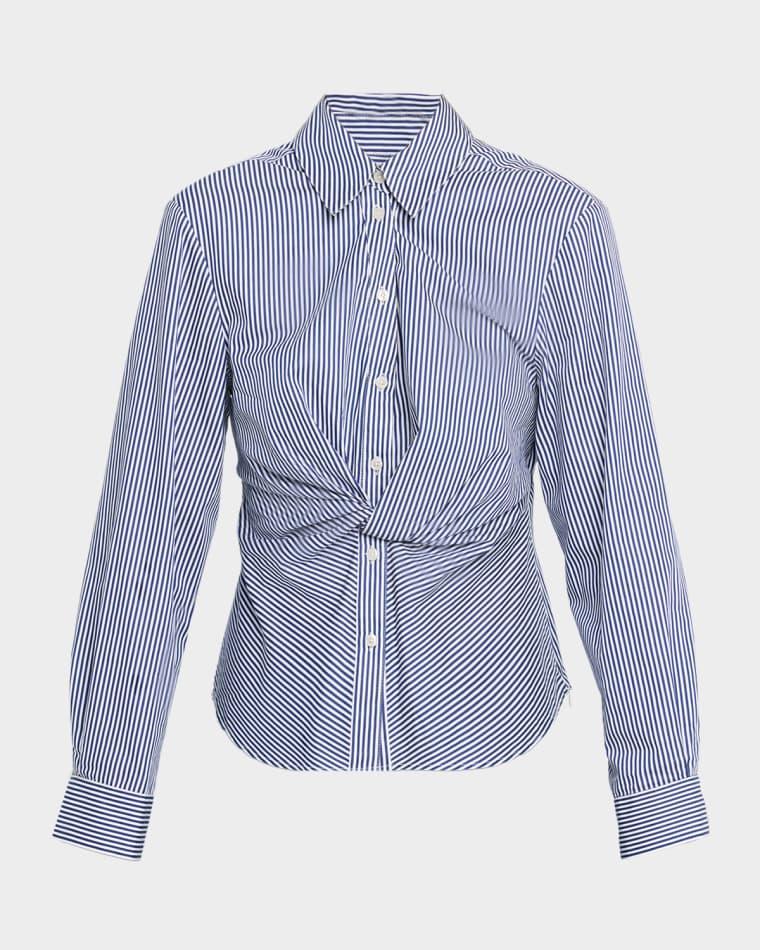 Oakley Striped Twist-Front Shirt by TANYA TAYLOR