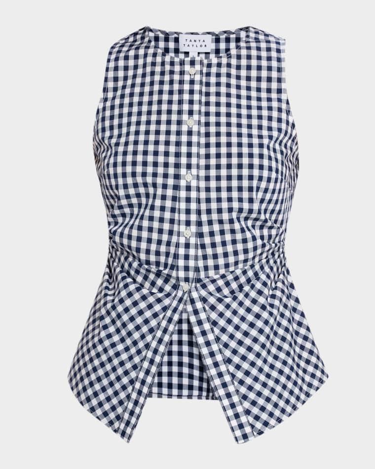 Oscar Gingham Button-Front Top by TANYA TAYLOR