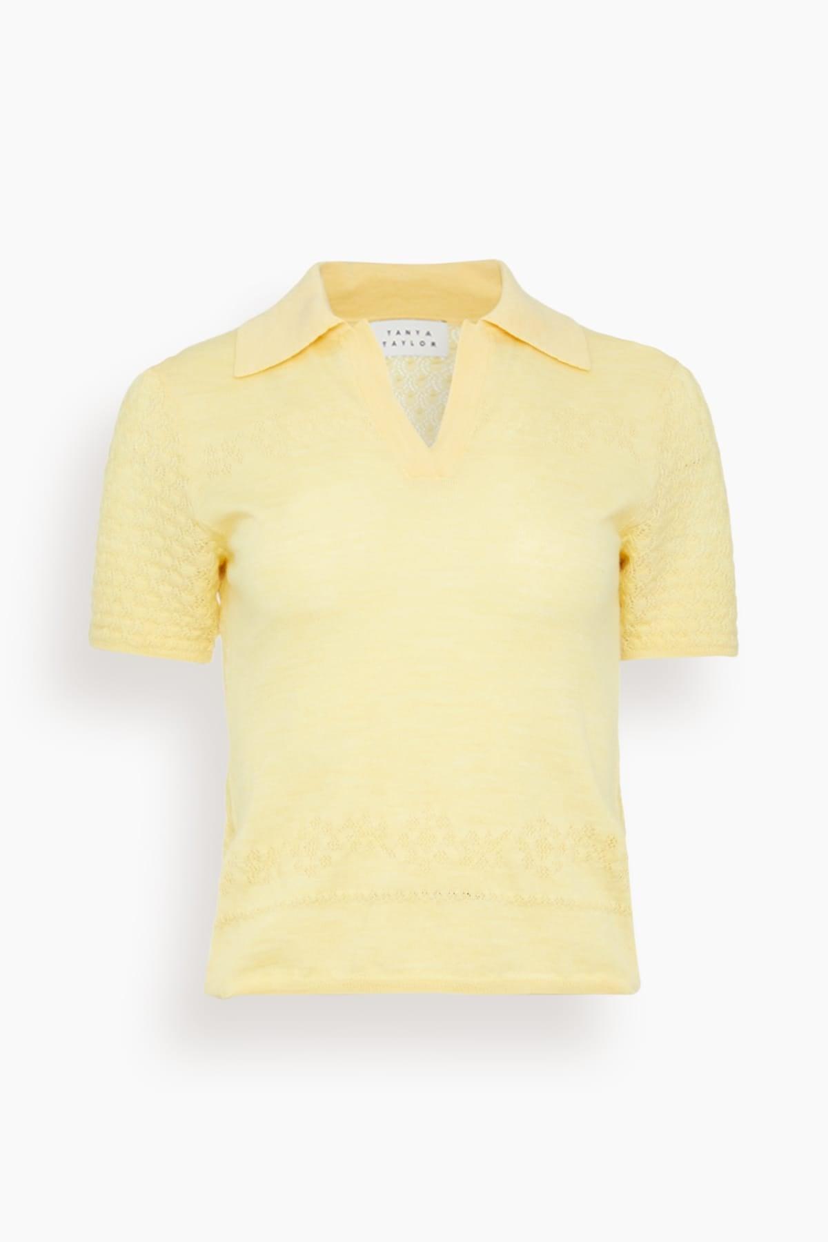 Pointelle Camilla Knit Top in Lemon Meringue by TANYA TAYLOR