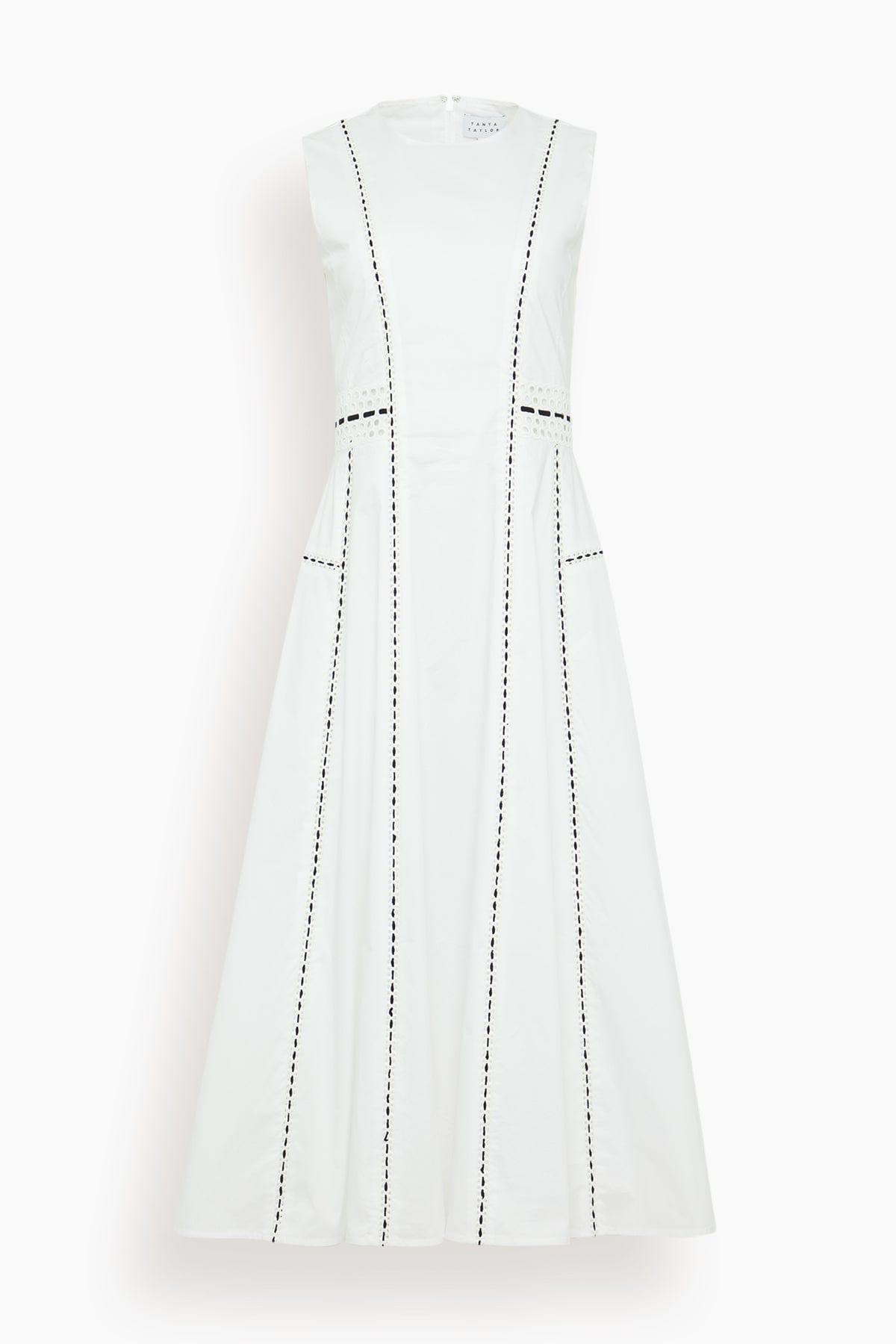 Sloane Dress in White by TANYA TAYLOR