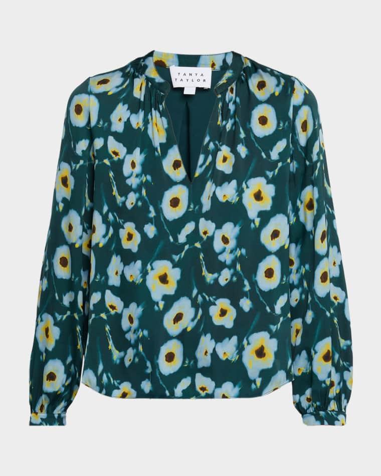 Sonia Poppy Dots Stretch Silk Top by TANYA TAYLOR