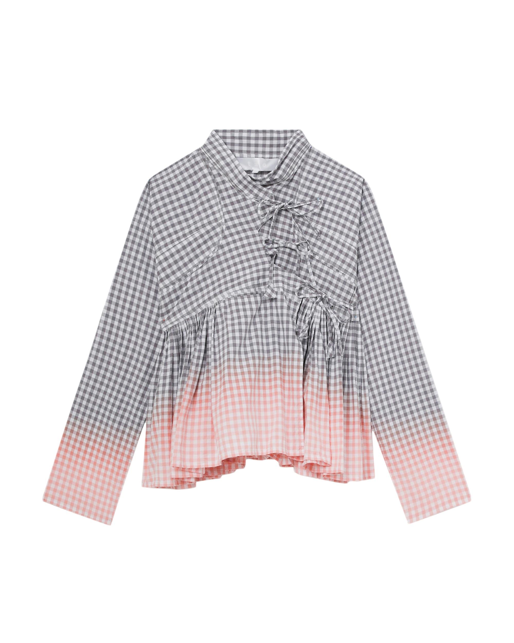 Gradient asymmetric checked blouse by TAO