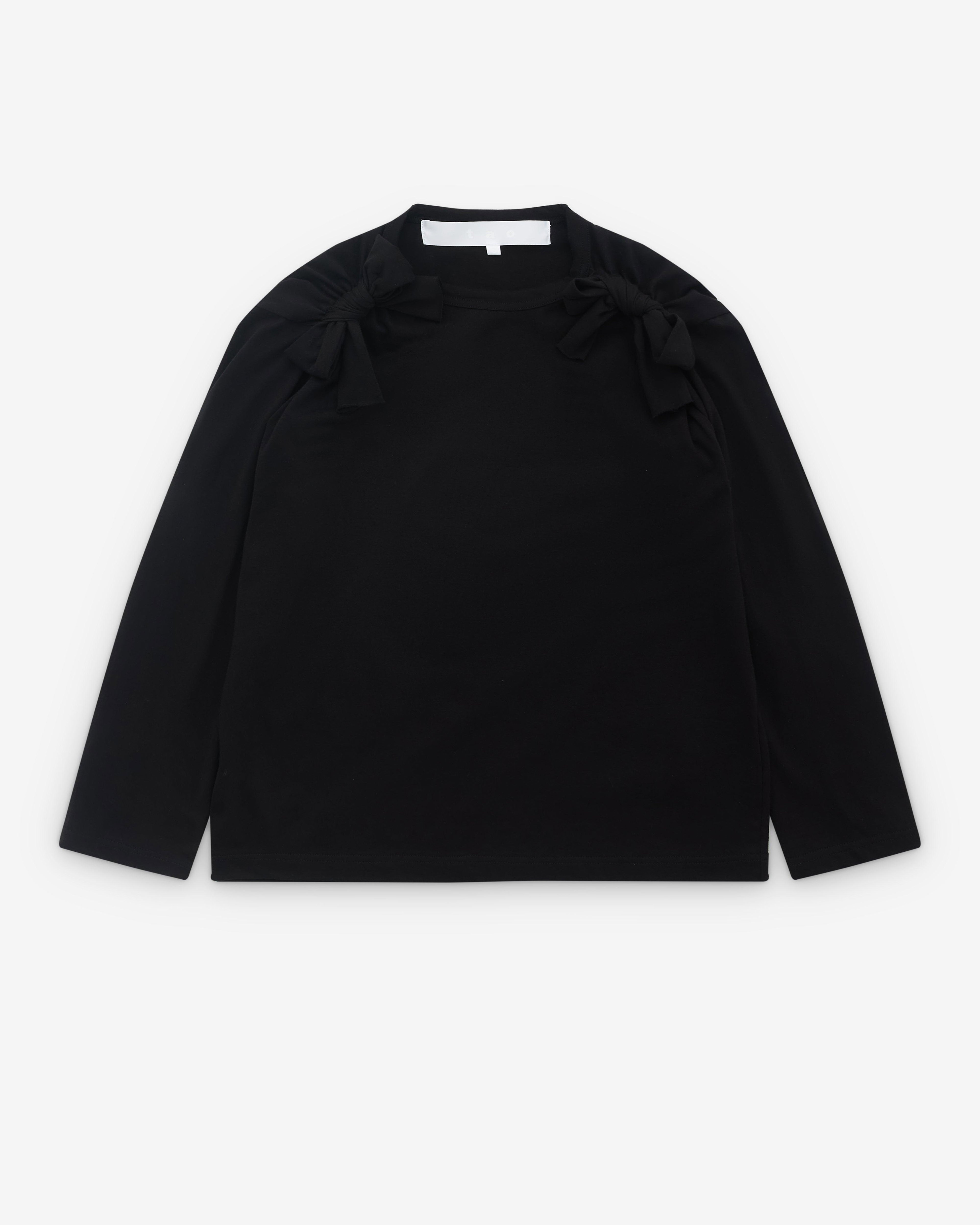 Tao - Women’s Bow Applique Long Sleeve Top - (Black) by TAO