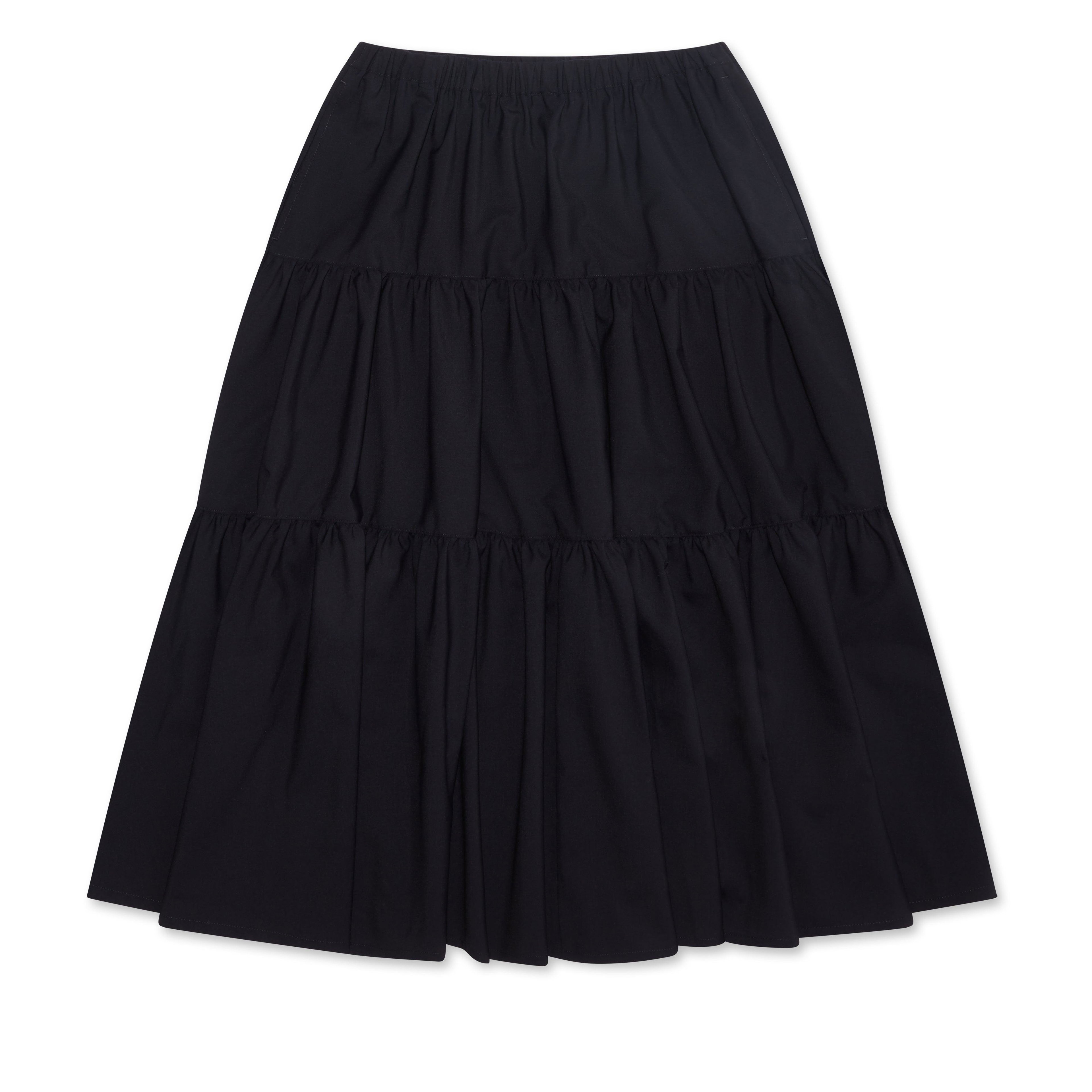 tao - Women’s Tiered Midi Skirt - (Black) by TAO