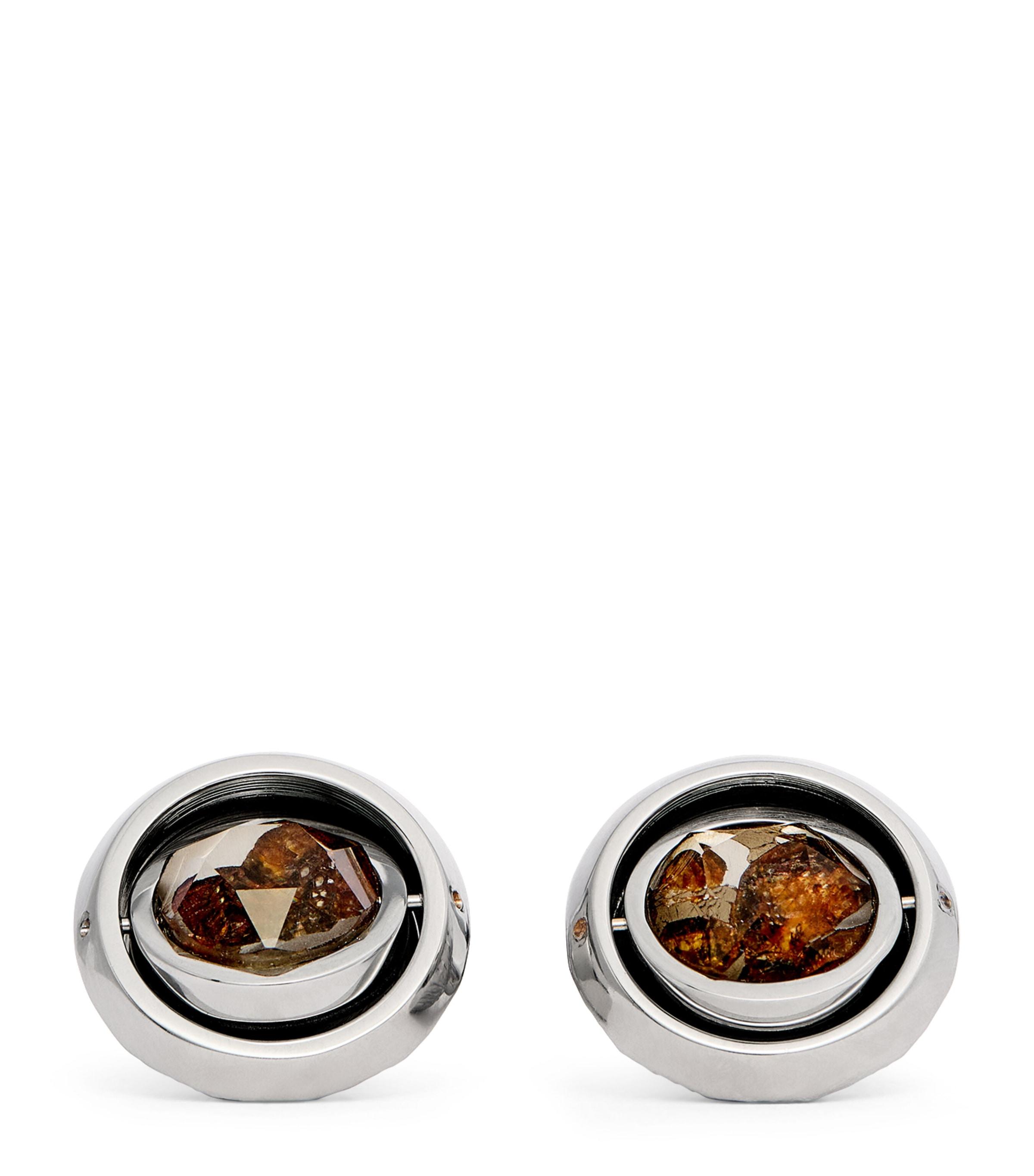 Graffiato Stony-Iron Meteorite Cufflinks by TATEOSSIAN