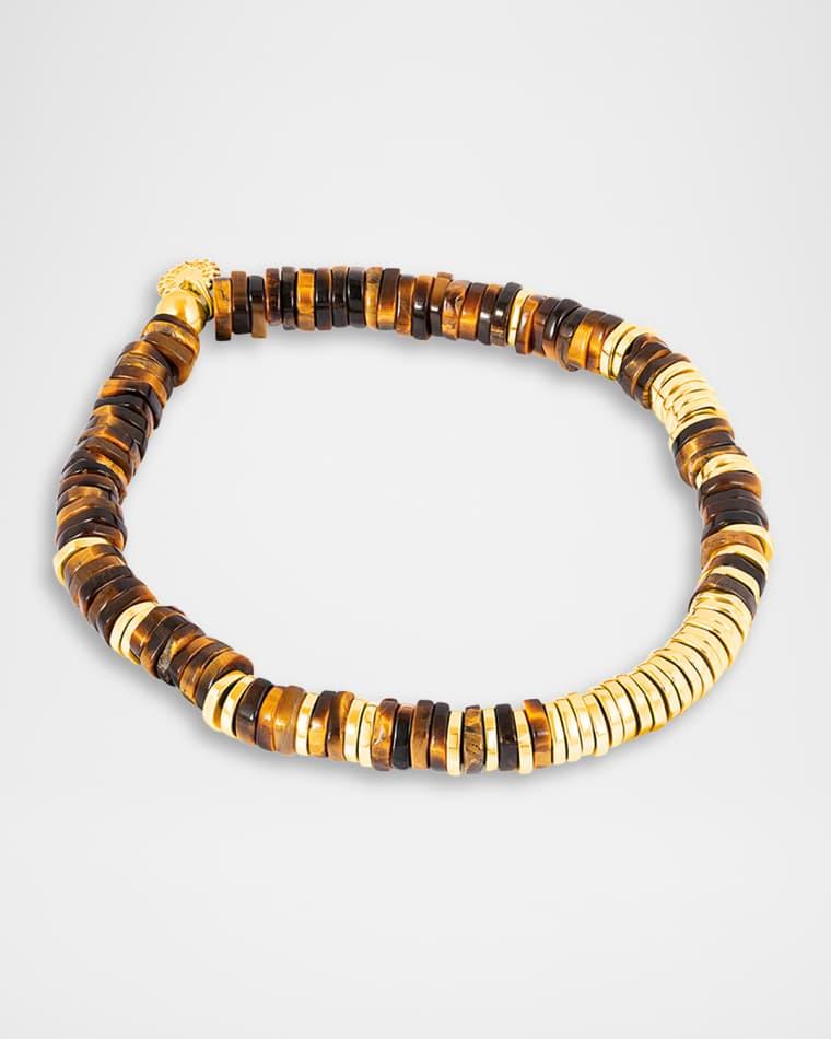 Men's 18k Gold-Plated Tiger's Eye Constellation Beaded Bracelet by TATEOSSIAN