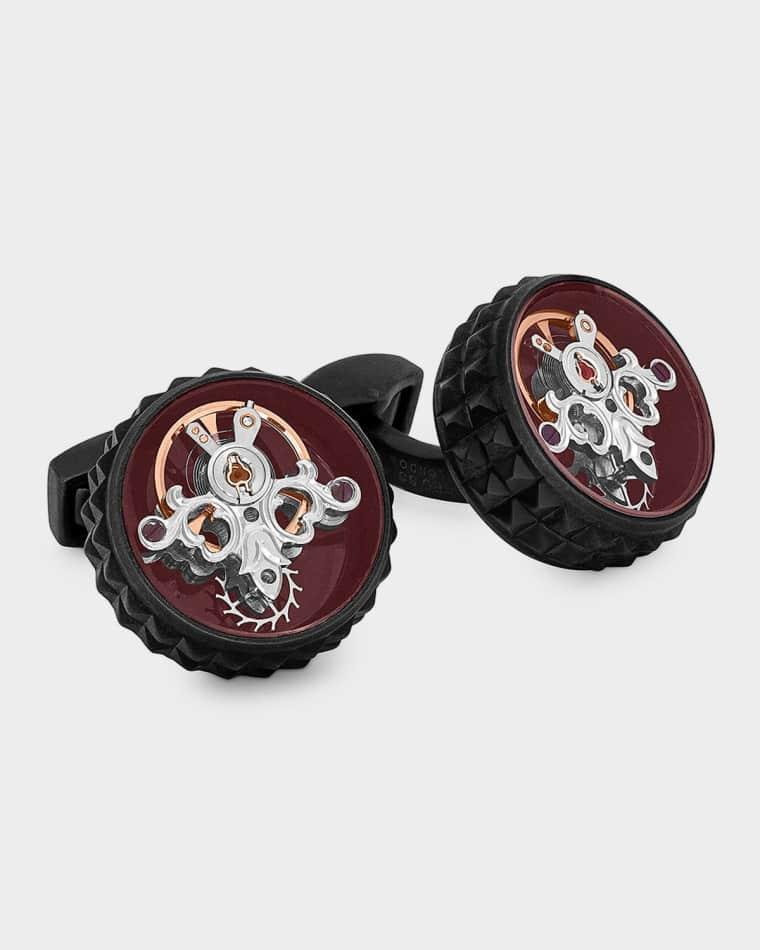 Men's Black IP Gunmetal Plated Giza Tourbillon Cufflinks by TATEOSSIAN