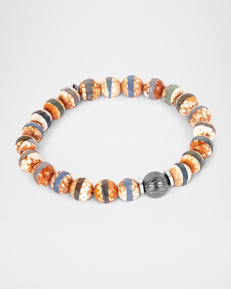 Men's Brown Agate Beaded Bracelet by TATEOSSIAN