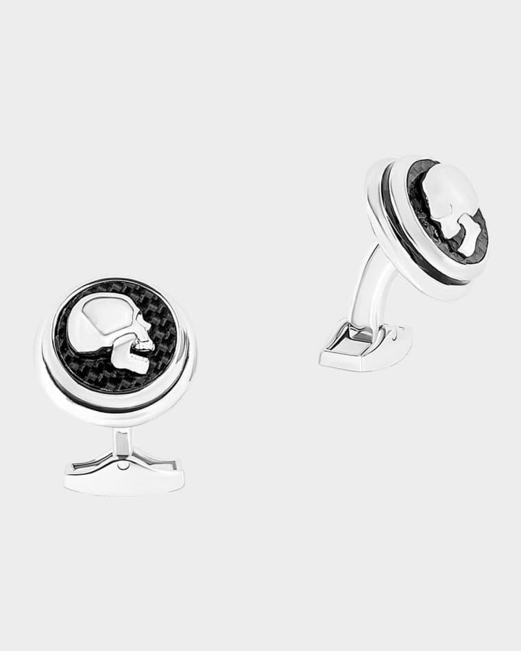 Men's Carbon Fiber Skull Cufflinks by TATEOSSIAN